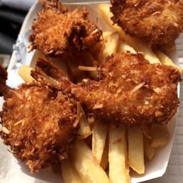 Coconut shrimp and fries! Coconut shrimp and fries!