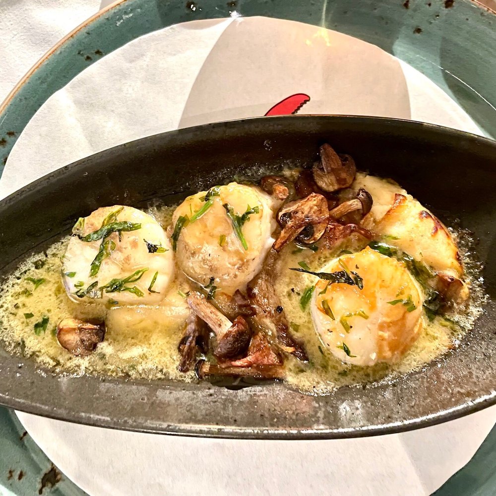 De Gouden Kroes - Scallop with Herbs and mushroom - Seafood Near Me - Bruges, VWV De Gouden Kroes - Scallop with Herbs and mushroom - Seafood Near Me - Bruges, VWV