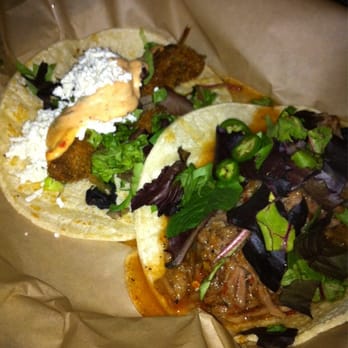 Thirsty Monk - Avocado taco and pulled pork taco! - Breweries Near Me - Asheville, North Carolina