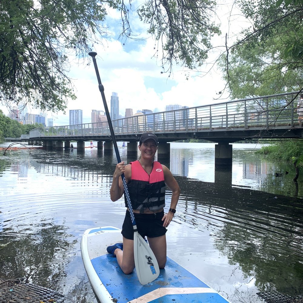 Paddle boarding on Lady Bird Lake in Austin. Paddle boarding on Lady Bird Lake in Austin.
