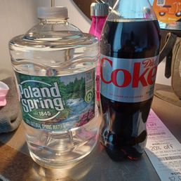 1 litre Diet Coke, $2.29. 1 gallon water, $3.29. 1 litre Diet Coke, $2.29. 1 gallon water, $3.29.
