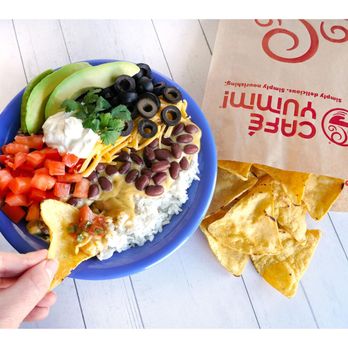 Cafe Yumm! - Old Mill District - Tortilla Chip Dip Yumm! Bowl - Cafes Near Me - Bend, Oregon Cafe Yumm! - Old Mill District - Tortilla Chip Dip Yumm! Bowl - Cafes Near Me - Bend, Oregon