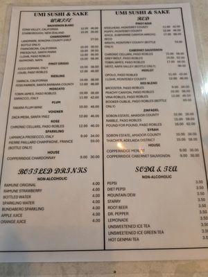 Menu photo 2 Umi Sushi & Sake Bakersfield, CA Menu photo 2 Umi Sushi & Sake Bakersfield, CA