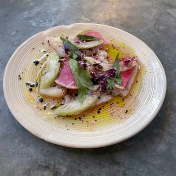 Rhodora Wine Bar - (Special Menu Item from Hera at Rhodora Wine Bar) - Dirty Martini Scallop Crudo - Wine Bars Near Me - Brooklyn, New York