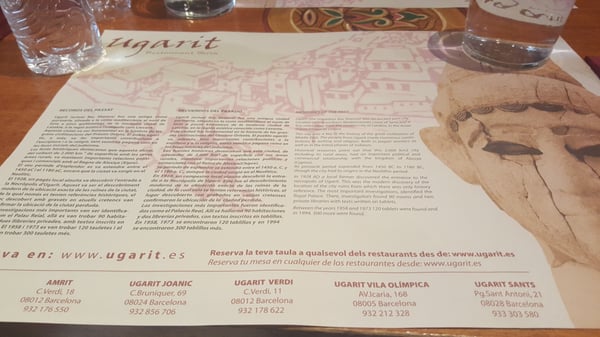 Menu photo 2 Ugarit Barcelona, B Menu photo 2 Ugarit Barcelona, B