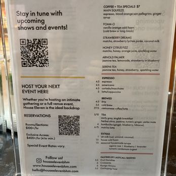 House Eleven - Summer coffee menu - Coffee & Tea Near Me - Birmingham, Alabama
