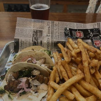 Cape Charles Brewing Company - Blackened fish tacos and chips, - Breweries Near Me - Cape Charles, Virginia Cape Charles Brewing Company - Blackened fish tacos and chips, - Breweries Near Me - Cape Charles, Virginia