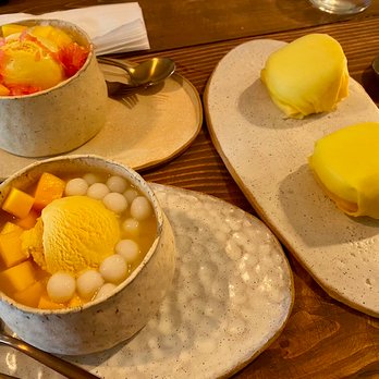 Mango Mango Dessert - Combo B. (A3) Snow White Mango Juice w Sago & Pomelo w Ice Cream + (A6) Mango Juice w Glutinous Rice Ball w Ice Cream + (S1) Mango Pancake - Desserts Near Me - New York, New York Mango Mango Dessert - Combo B. (A3) Snow White Mango Juice w Sago & Pomelo w Ice Cream + (A6) Mango Juice w Glutinous Rice Ball w Ice Cream + (S1) Mango Pancake - Desserts Near Me - New York, New York