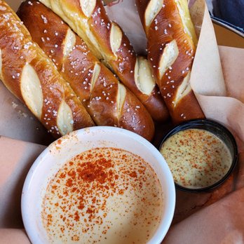 Benson Brewery - The best pretzels in the entire world with cheese and mustard dipping sauce - Gastropubs Near Me - Omaha, Nebraska