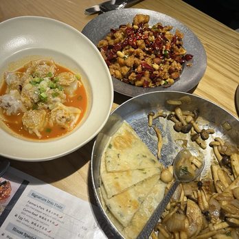 Spring Bistro - Chili wonton, popcorn chicken and miso mushrooom - Chinese Near Me - Bothell, Washington Spring Bistro - Chili wonton, popcorn chicken and miso mushrooom - Chinese Near Me - Bothell, Washington