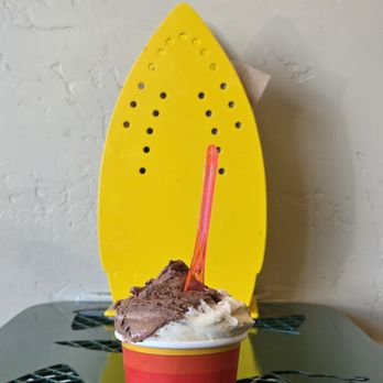 An's Dry Cleaning - "Brocade" (Chocolate, brownie, raspberry) and "Leather" (chocolate chip cookies, brown butter) in short cup - Gelato Near Me - San Diego, California An's Dry Cleaning - "Brocade" (Chocolate, brownie, raspberry) and "Leather" (chocolate chip cookies, brown butter) in short cup - Gelato Near Me - San Diego, California