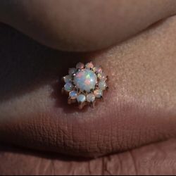 Affinity Ink - Rose gold opal philtrum piercing