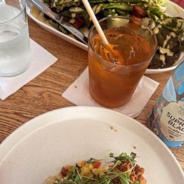 Caesar salad and chicken fried oysters Caesar salad and chicken fried oysters