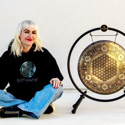 Stunning 26" Flower of Life gong. The Flower of Life is the geometric visual of Universal interconnectivity.
