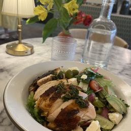 Halloumi, seasonal vegetables and chicken salad Halloumi, seasonal vegetables and chicken salad