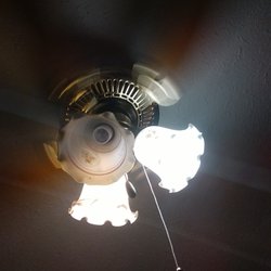 Mission Park Inn - Light fixture over dining table, one bulb burnt out