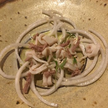 Barley Swine - Calamari and radish salad with avocado dressing and sesame seeds - New American Near Me - Austin, Texas Barley Swine - Calamari and radish salad with avocado dressing and sesame seeds - New American Near Me - Austin, Texas