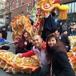 JunHong's Kung Fu Club - Junhong kung fu club students running in the dragon dance