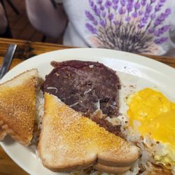 Pam's Restaurant & Coffee Shop - Wife's Chopped Steak and Eggs plate