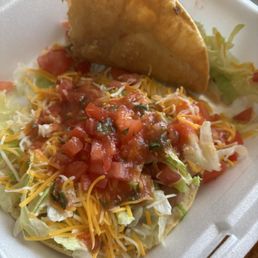 This is part of the Jose Hernandez this is a ground beef Taco and Bean Tostada so good I added some of the fresh salsa This is part of the Jose Hernandez this is a ground beef Taco and Bean Tostada so good I added some of the fresh salsa