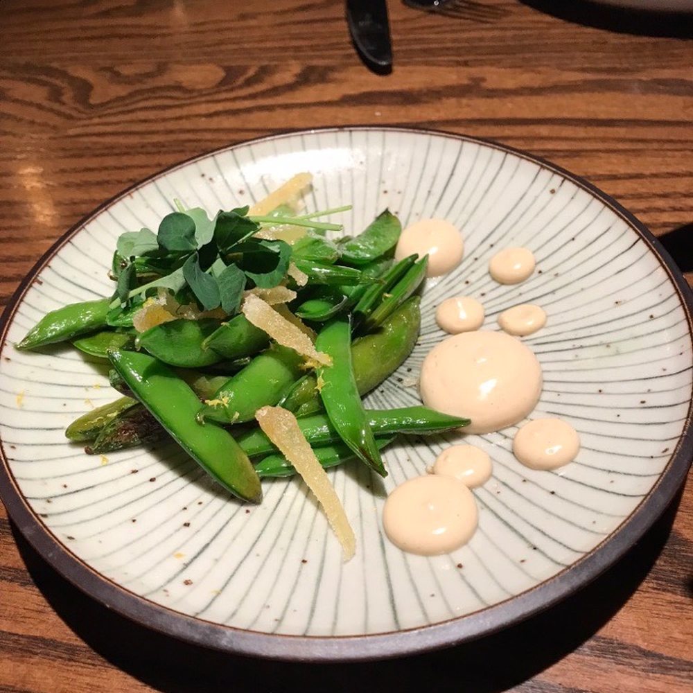 Ukiah - Smoked Sugar Snap Peas - the ginger was a great addition - Japanese Near Me - Asheville, North Carolina Ukiah - Smoked Sugar Snap Peas - the ginger was a great addition - Japanese Near Me - Asheville, North Carolina