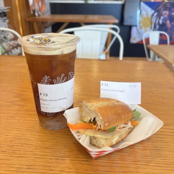 HAPI Elite Week: Boba & Broth - Peach honey oolong with lychee jelly and pork banh mi sampler - Yelp Events Near Me - Sugar Land, Texas