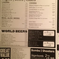 The Hatchet Inn - Part of drinking menu