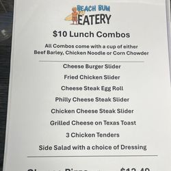 Beach Bum Eatery - $10 Lunch Specials Menu