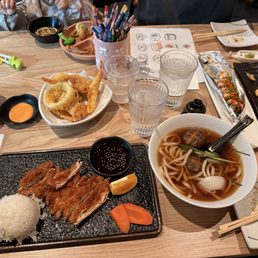 Chicken Katsu, Tempura Udon Soup, Lion King Roll, DVC Roll, Chicken Karaage Chicken Katsu, Tempura Udon Soup, Lion King Roll, DVC Roll, Chicken Karaage