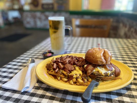 Photo of Jake's Roadhouse - Monrovia, CA, US. Chili Cheese Fries and Italian Sausage, Cheeseburger