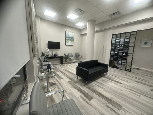 "Hillside" - This was a unique project that required us to design a new layout to accommodate office space, nurses station, reception, waiting room, treatment room, lab room and exam rooms. The original space was several office spaces in one corridor in which we needed to redesign to achieve a space that was united. You can see that our design included removing windows. walls, doors and rebuilding new walls, doors and decorative glass privacy divider which created a tranquil environment not just for the employees but for the patients as well. "Hillside" - This was a unique project that required us to design a new layout to accommodate office space, nurses station, reception, waiting room, treatment room, lab room and exam rooms. The original space was several office spaces in one corridor in which we needed to redesign to achieve a space that was united. You can see that our design included removing windows. walls, doors and rebuilding new walls, doors and decorative glass privacy divider which created a tranquil environment not just for the employees but for the patients as well.