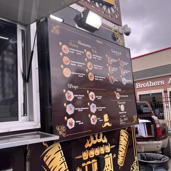 Al Shami - a food truck with a menu on it - Mediterranean Near Me - Houston, Texas