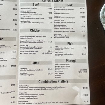 Nad Tatrami - Menu page 2 - Polish Near Me - Monee, Illinois