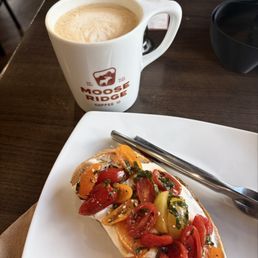 Ricotta tomato toast and vanilla bean latte Ricotta tomato toast and vanilla bean latte