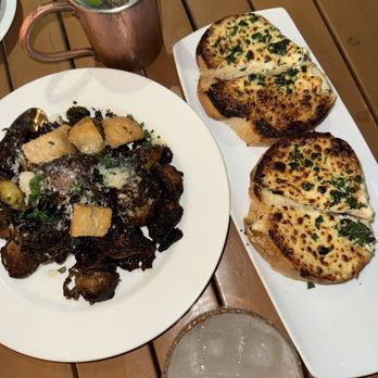 TOWN - Garlic bread and brussels sprouts for starters - Steakhouses Near Me - San Carlos, California
