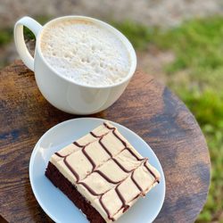 Latte Vino - Cappuccino and a GF Peanut Butter Brownie
