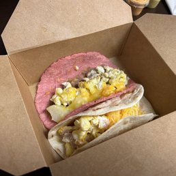 2 breakfast tacos to-go