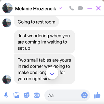 Long Beach Antique Market - MORE EVIDENCE THAT VENDOR MELANIE HROZNIECIK ASKED US SHARE HER VENDOR SPOT AND PAY US. SHE & MARKET MANAGER KICKED US OUR. SHE ASSAULTED ME - Antiques Near Me - Long Beach, California