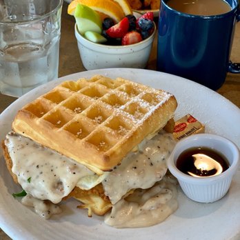 The Hideout Kitchen - Waffle sandwich $16.95 (a bit greasy and over spiced) - New American Near Me - Lafayette, California The Hideout Kitchen - Waffle sandwich $16.95 (a bit greasy and over spiced) - New American Near Me - Lafayette, California