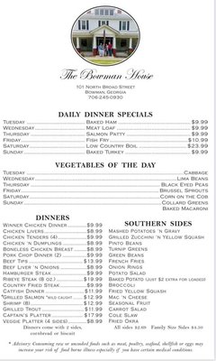Menu photo 2 The Bowman House Southern Kitchen Bowman, GA Menu photo 2 The Bowman House Southern Kitchen Bowman, GA