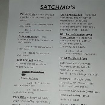 Satchmo's - Current Menu 4/23/2021 - Cajun/Creole Near Me - Flagstaff, Arizona