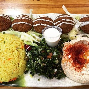 Habibi Lebanese Semoran - Falafel plate with rice, hummus and tabbouleh. My favorite - Lebanese Near Me - Orlando, Florida
