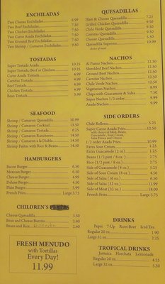 Menu photo 3 Jose's Taco Shop Merced, CA