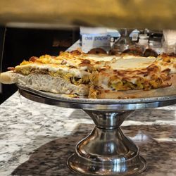 On the Rise Bread - The Sweet & Spicy Bacon with Caramelized Onion Scrambled Egg Pizza.