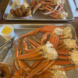 Crab legs and onion rings