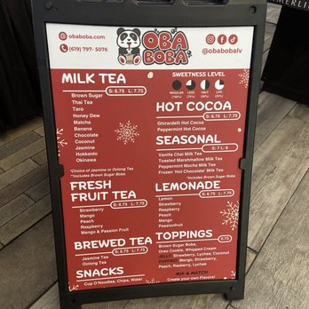 Oba Boba - Current menu - Bubble Tea Near Me - Las Vegas, Nevada