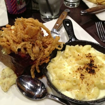The Red Brick Tavern - Meatloaf w BBQ sauce, whipped mashed potatoes & onion strings. Mac n cheese. - Breakfast & Brunch Near Me - Conroe, Texas