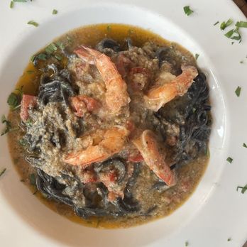 Mondello Italian Restaurant - Squid Ink Spaghetti Al Gamberoni - Seafood Near Me - Seattle, Washington