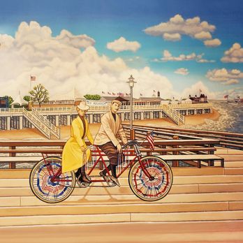 Bonnie Siracusa - Coney Island Boardwalk panel for lobby of St. Joachim and Anne Residence in Brooklyn, NY Right panel - Commissioned Artists Near Me Bonnie Siracusa - Coney Island Boardwalk panel for lobby of St. Joachim and Anne Residence in Brooklyn, NY Right panel - Commissioned Artists Near Me
