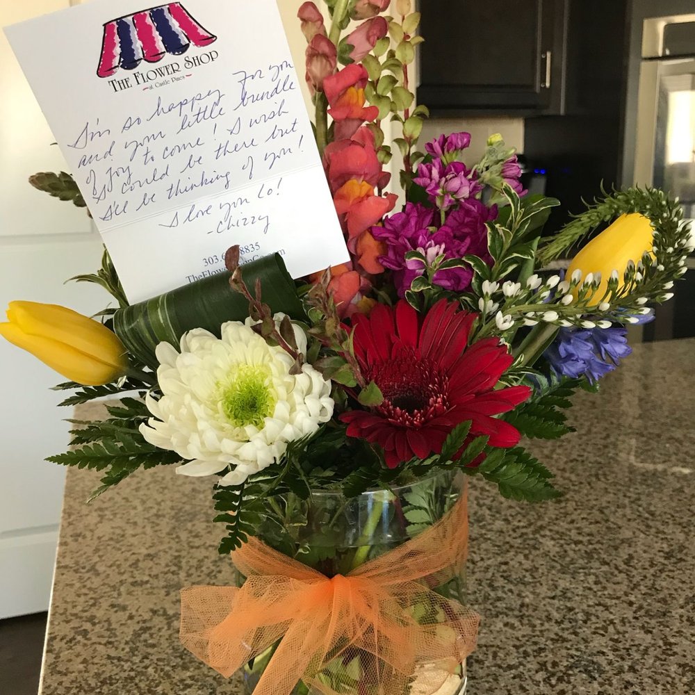 The Flower Shop Castle Pine - I paid $65.00 plus $12.99 for a CUSTOM arrangement and noted that this was for a baby shower and this is what they sent. Pretty disappointed - Florists Near Me - Castle Pines, Colorado The Flower Shop Castle Pine - I paid $65.00 plus $12.99 for a CUSTOM arrangement and noted that this was for a baby shower and this is what they sent. Pretty disappointed - Florists Near Me - Castle Pines, Colorado